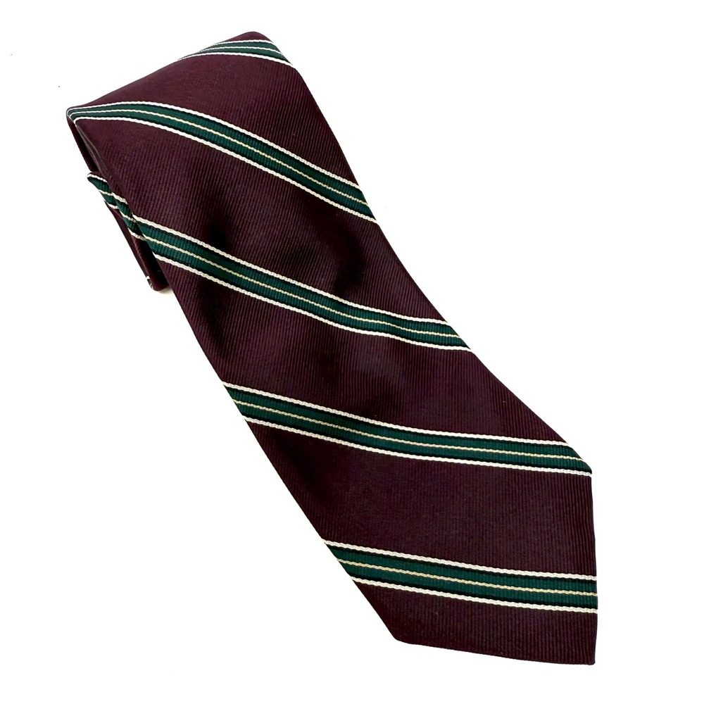 Carl Sterr Purple Green Gray Tan Stripe‎ Necktie 100% All Silk